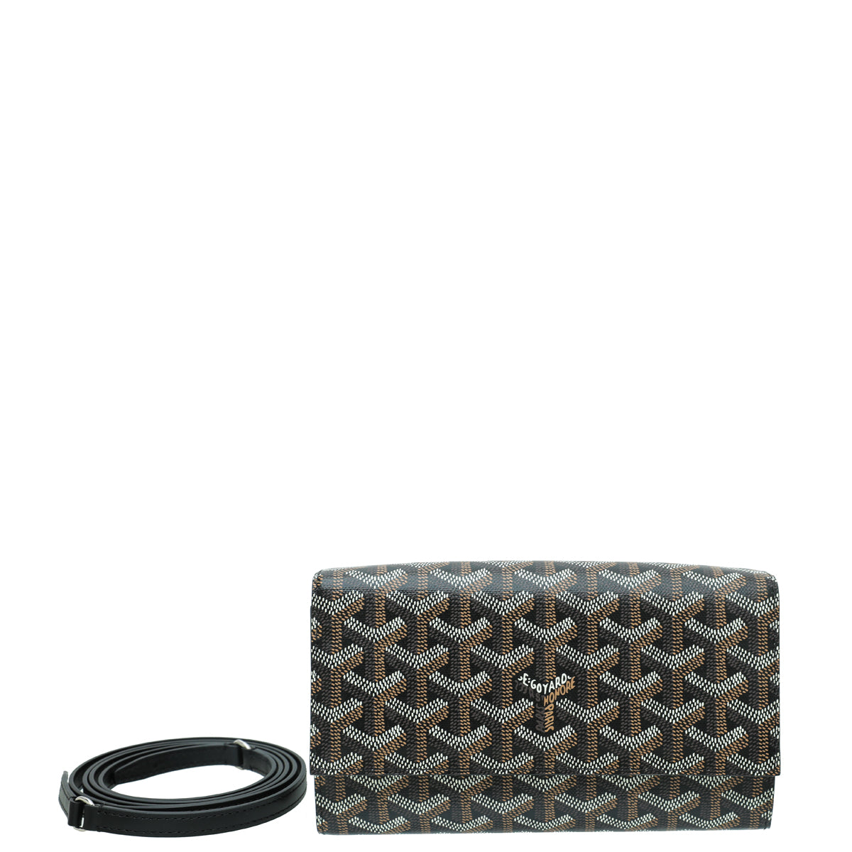 Goyard Black Varenne Continental Wallet w/Strap