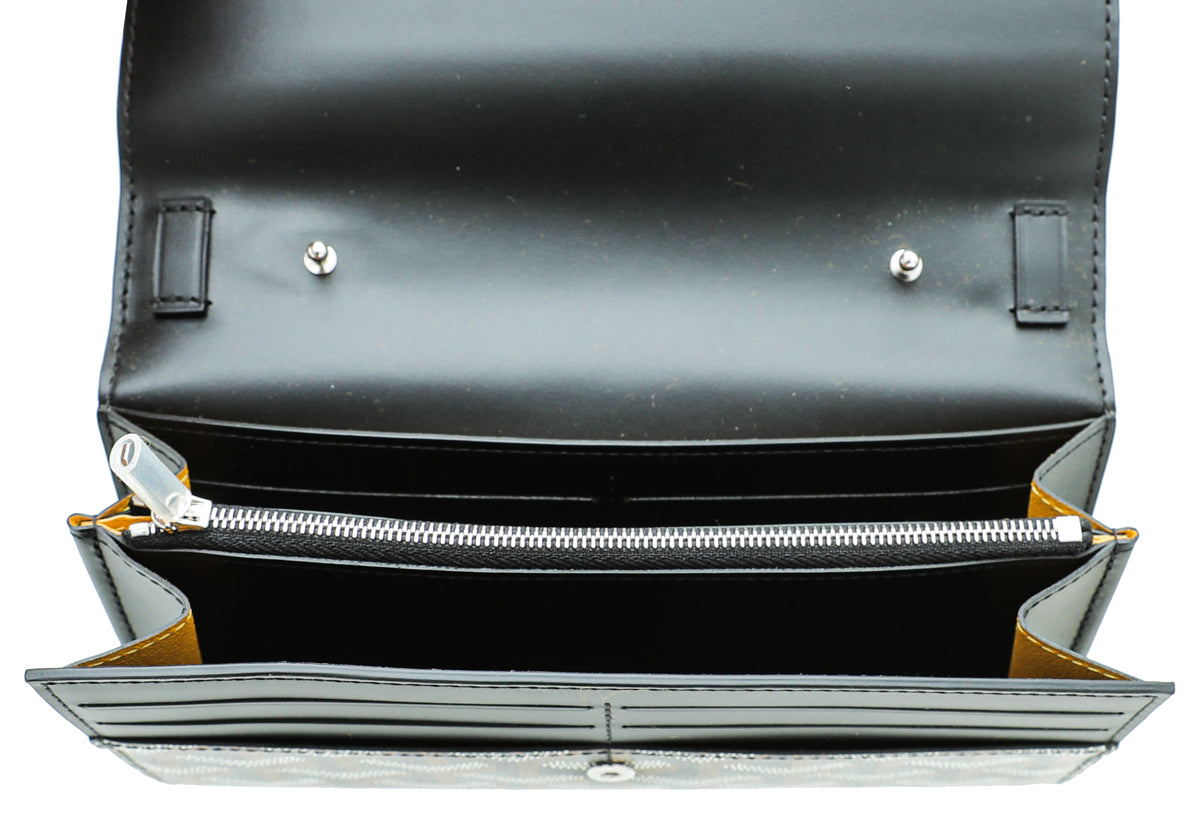 Goyard Black Varenne Continental Wallet w/Strap