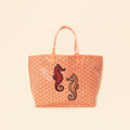 Goyardine Coral Ltd. Ed. Reversible Embroidered Seahorse Anjou PM Bag