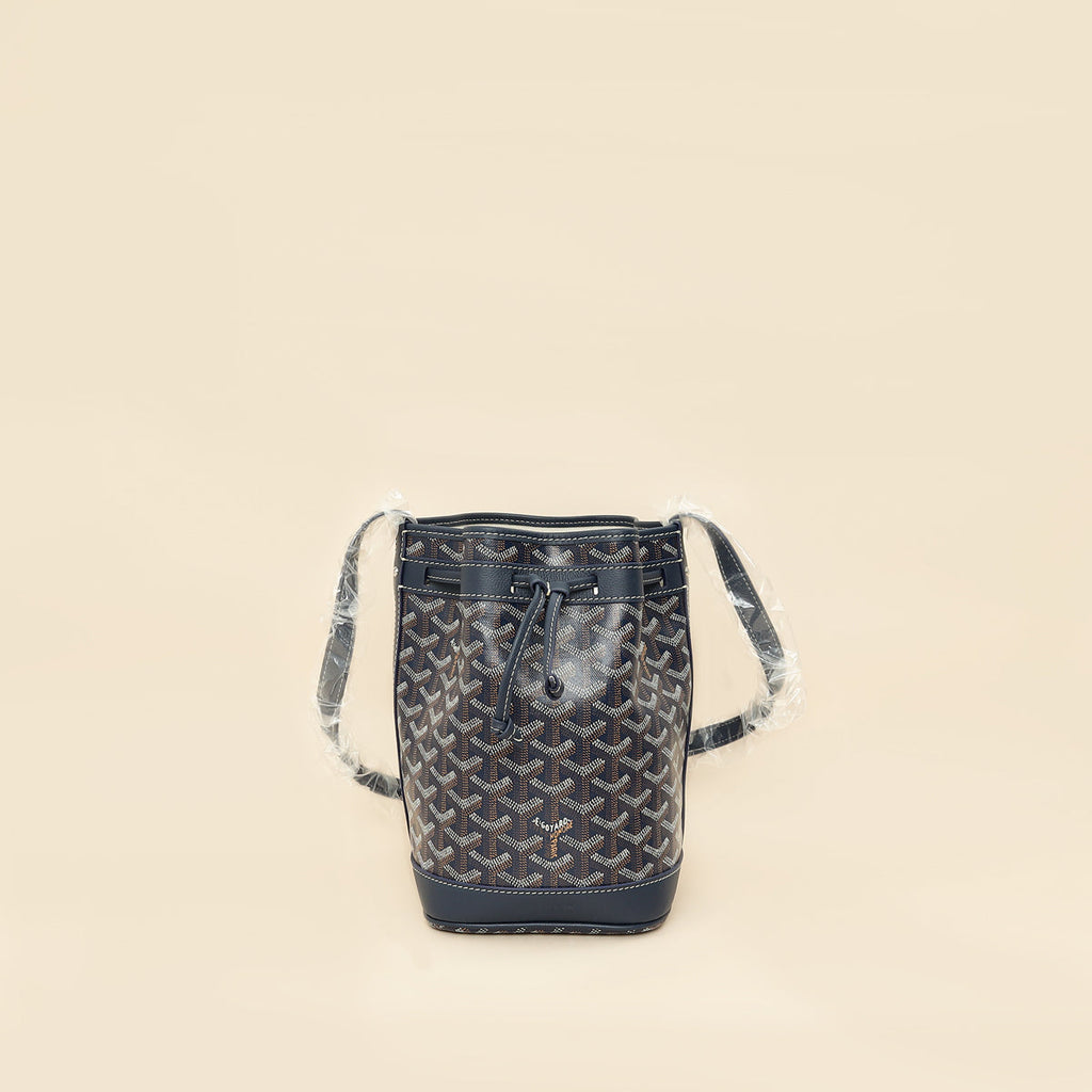 Goyard Navy Blue Goyardine Petit Flot Bucket Bag