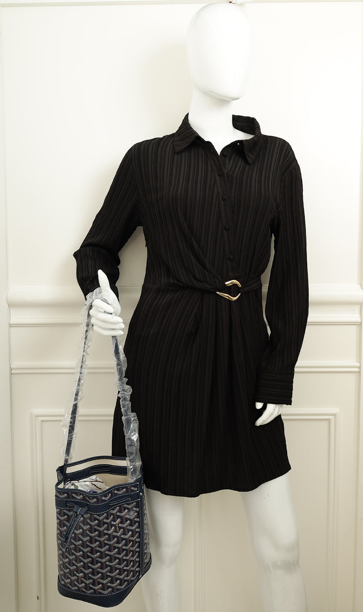 Goyard Navy Blue Goyardine Petit Flot Bucket Bag