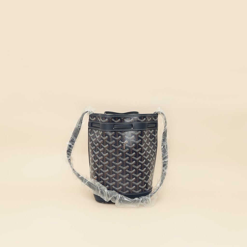 Goyard Navy Blue Goyardine Petit Flot Bucket Bag