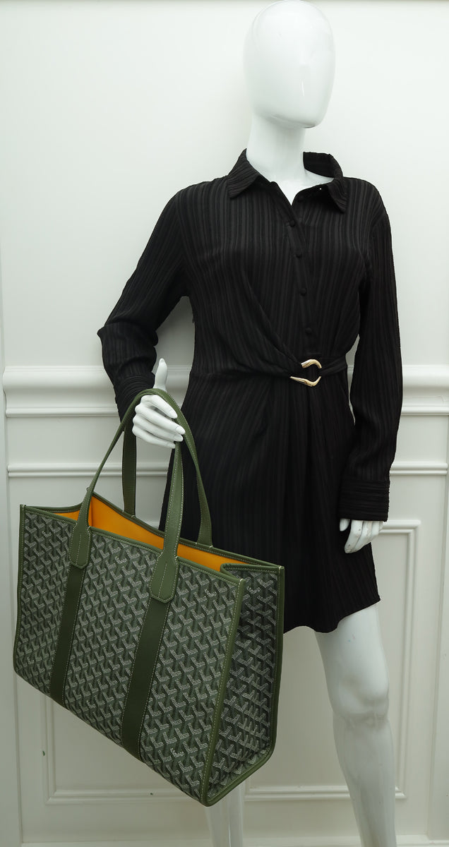 Goyard Kaki Limited Editions Goyardine Jacquard Villette MM Tote Bag
