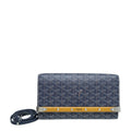 Goyard Navy Blue Goyardine Monte Carlo Bois Clutch