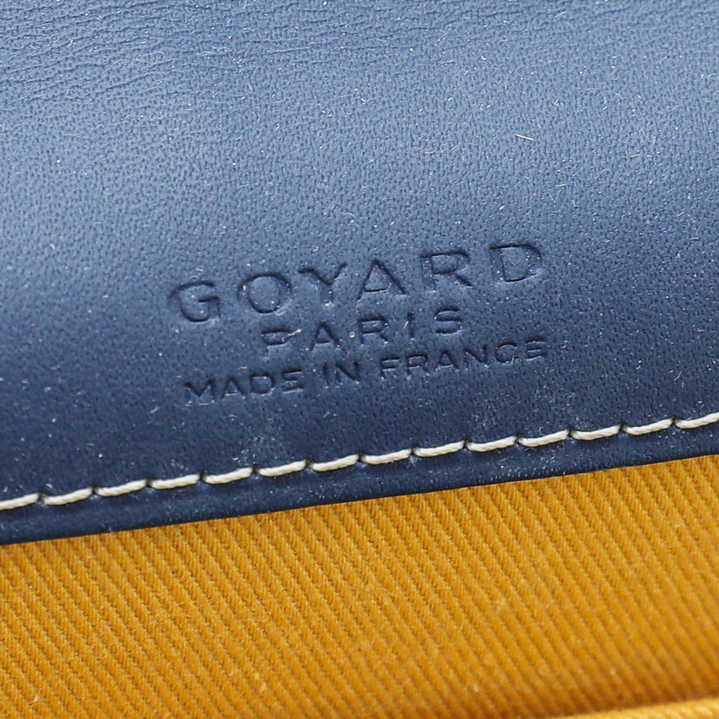 Goyard Navy Blue Goyardine Monte Carlo Bois Clutch