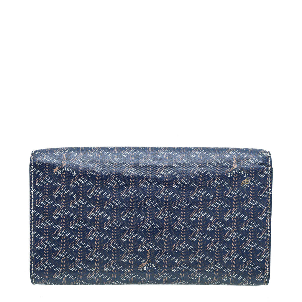 Goyard Navy Blue Goyardine Monte Carlo Bois Clutch