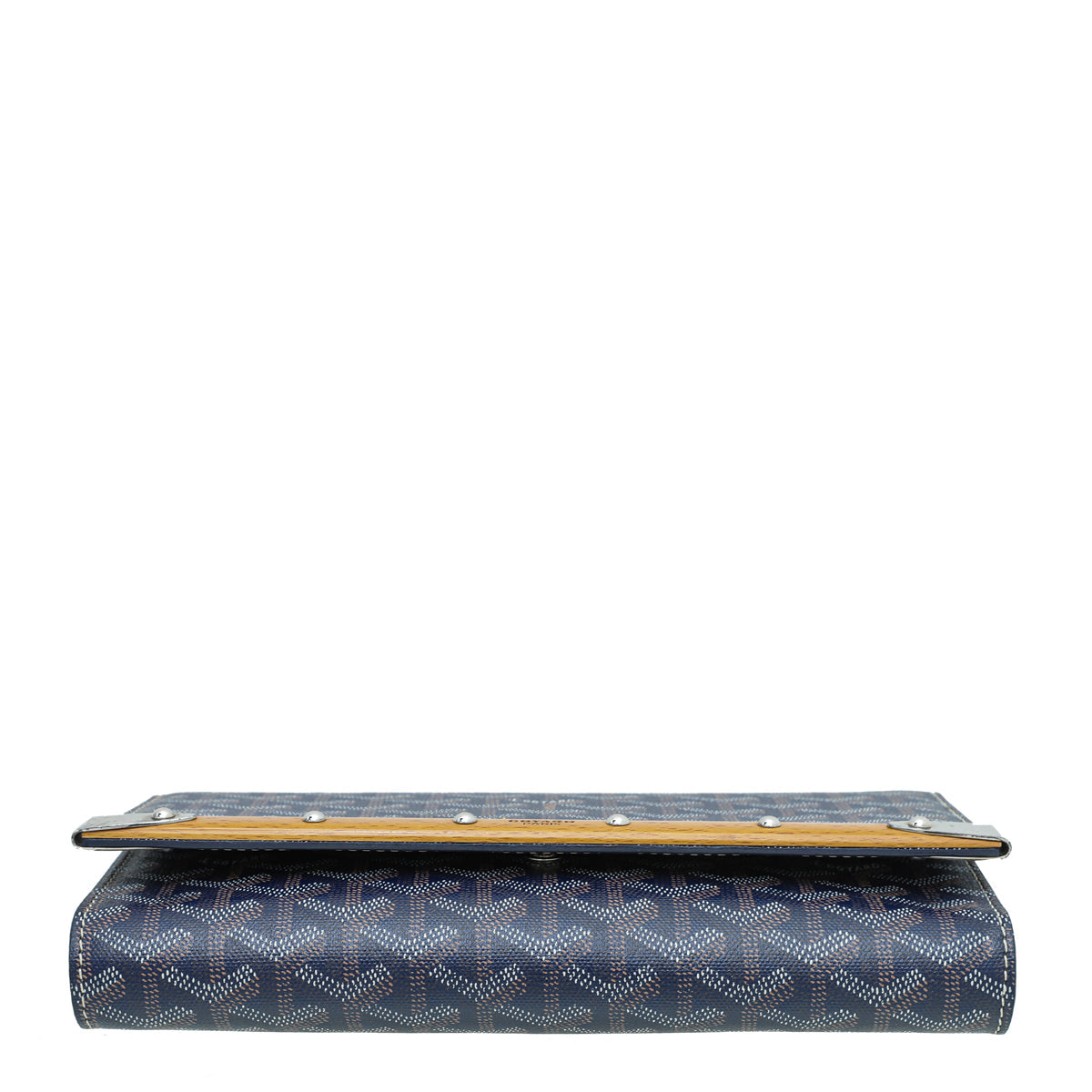 Goyard Navy Blue Goyardine Monte Carlo Bois Clutch