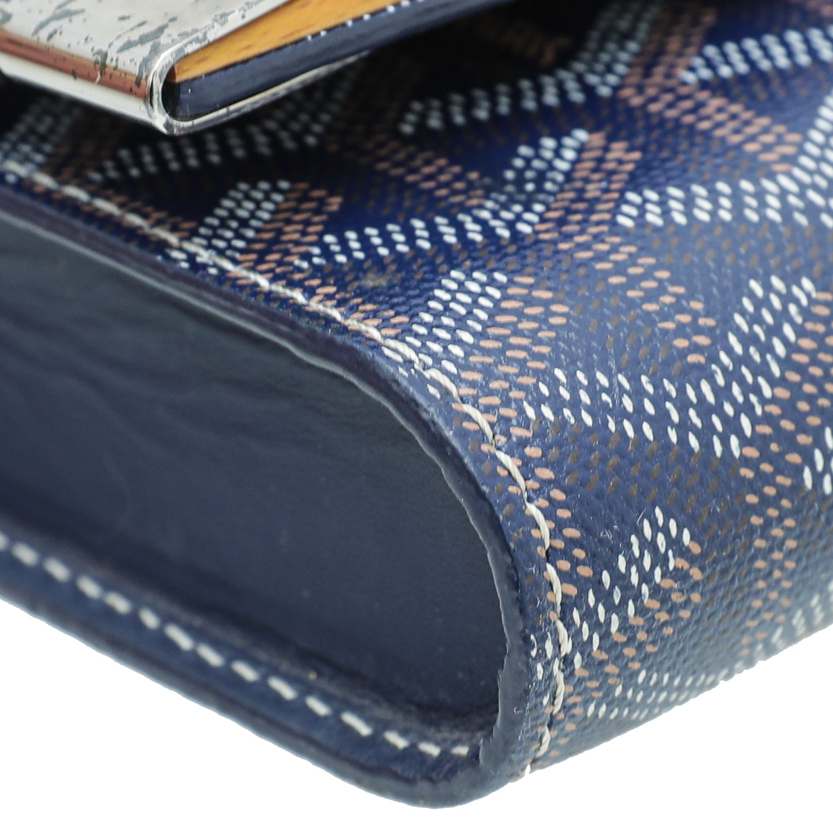 Goyard Navy Blue Goyardine Monte Carlo Bois Clutch