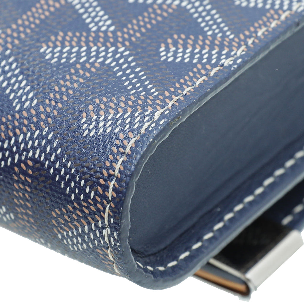 Goyard Navy Blue Goyardine Monte Carlo Bois Clutch