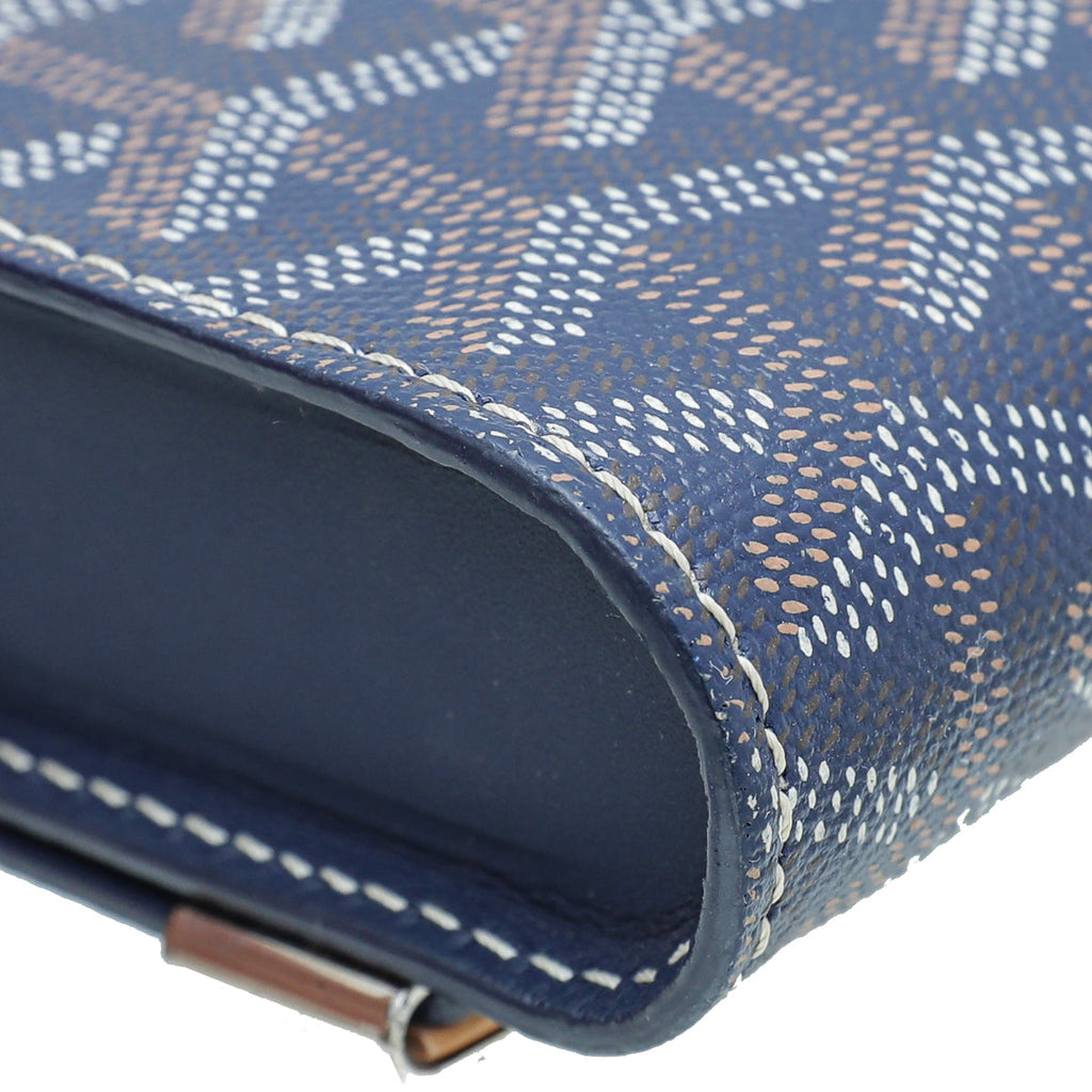 Goyard Navy Blue Goyardine Monte Carlo Bois Clutch