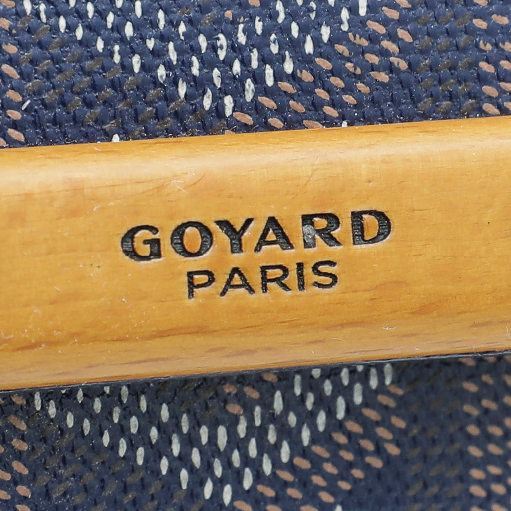 Goyard Navy Blue Goyardine Monte Carlo Bois Clutch