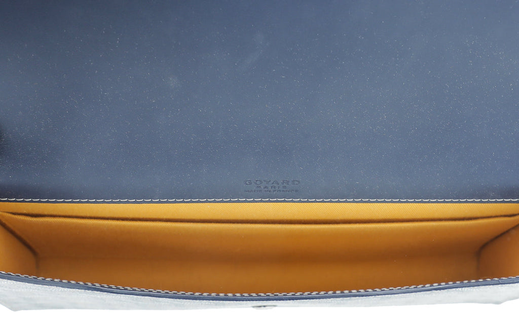 Goyard Navy Blue Goyardine Monte Carlo Bois Clutch