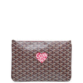 Goyard Burgundy Goyardine Senat Pouch with Heart Print