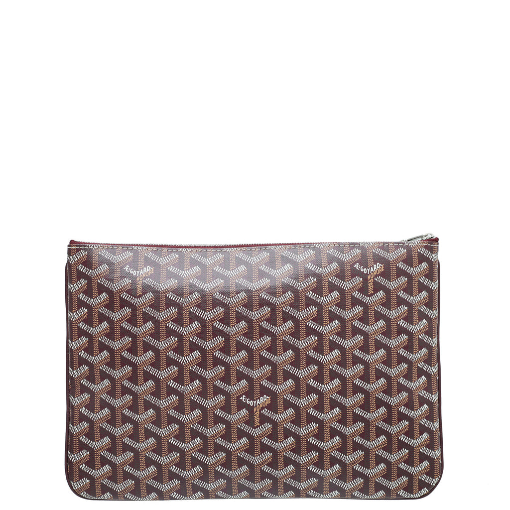 Goyard Burgundy Goyardine Senat Pouch with Heart Print
