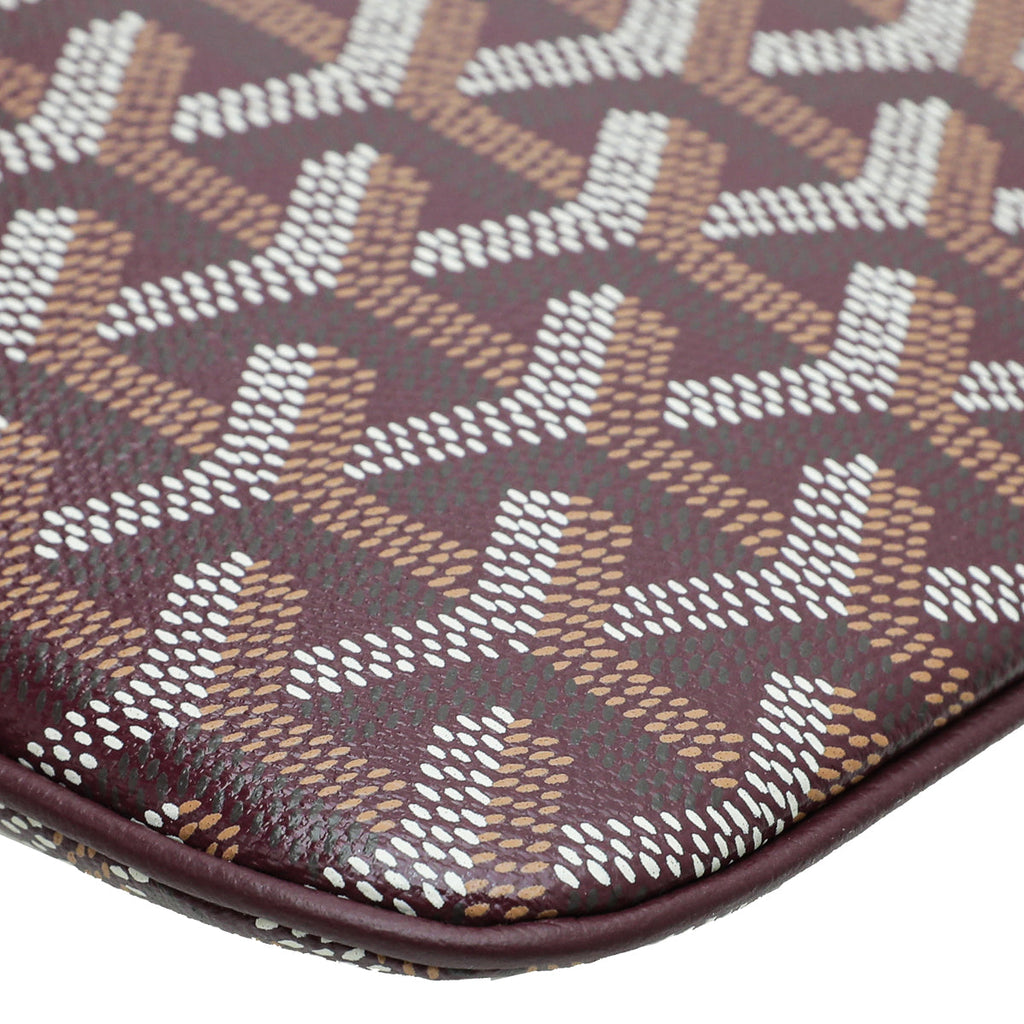 Goyard Burgundy Goyardine Senat Pouch with Heart Print