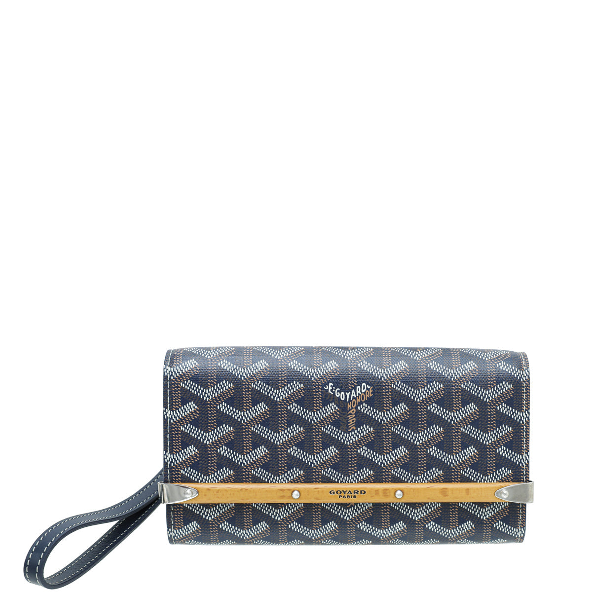 Goyard Navy Blue Goyardine Monte Carlo Mini Wrist Pouch