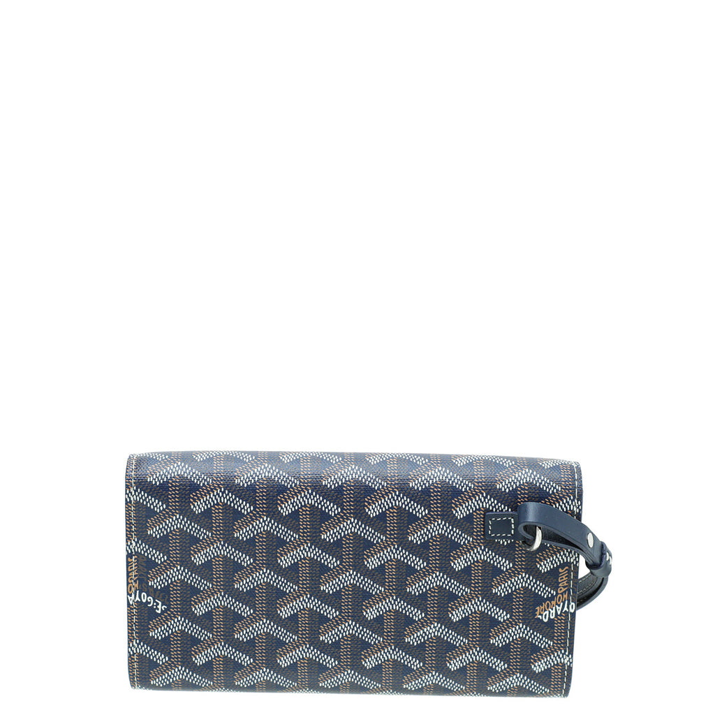 Goyard Navy Blue Goyardine Monte Carlo Mini Wrist Pouch