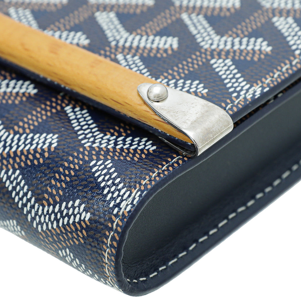 Goyard Navy Blue Goyardine Monte Carlo Mini Wrist Pouch