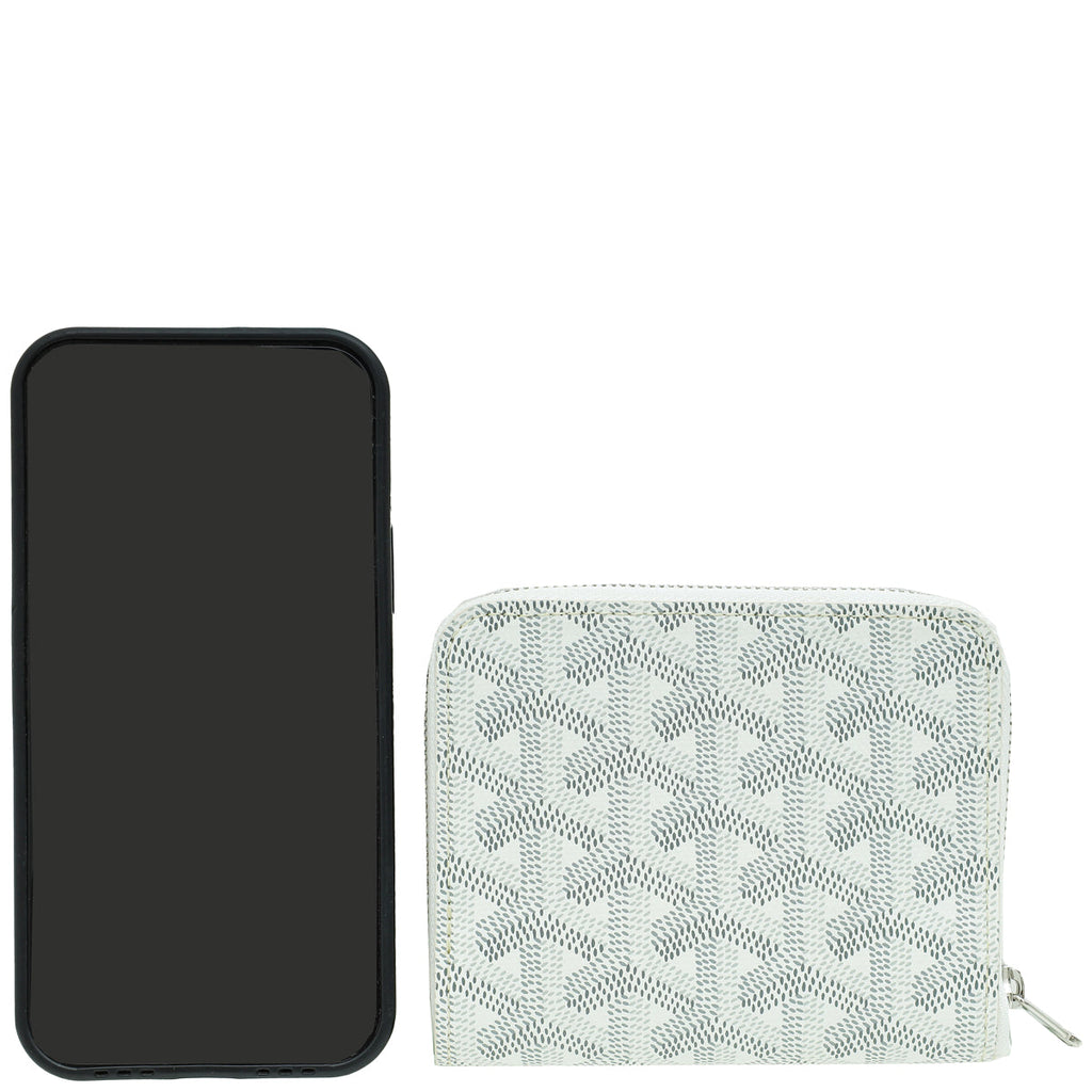 Goyard White Goyardine Matignon PM Zippy Wallet