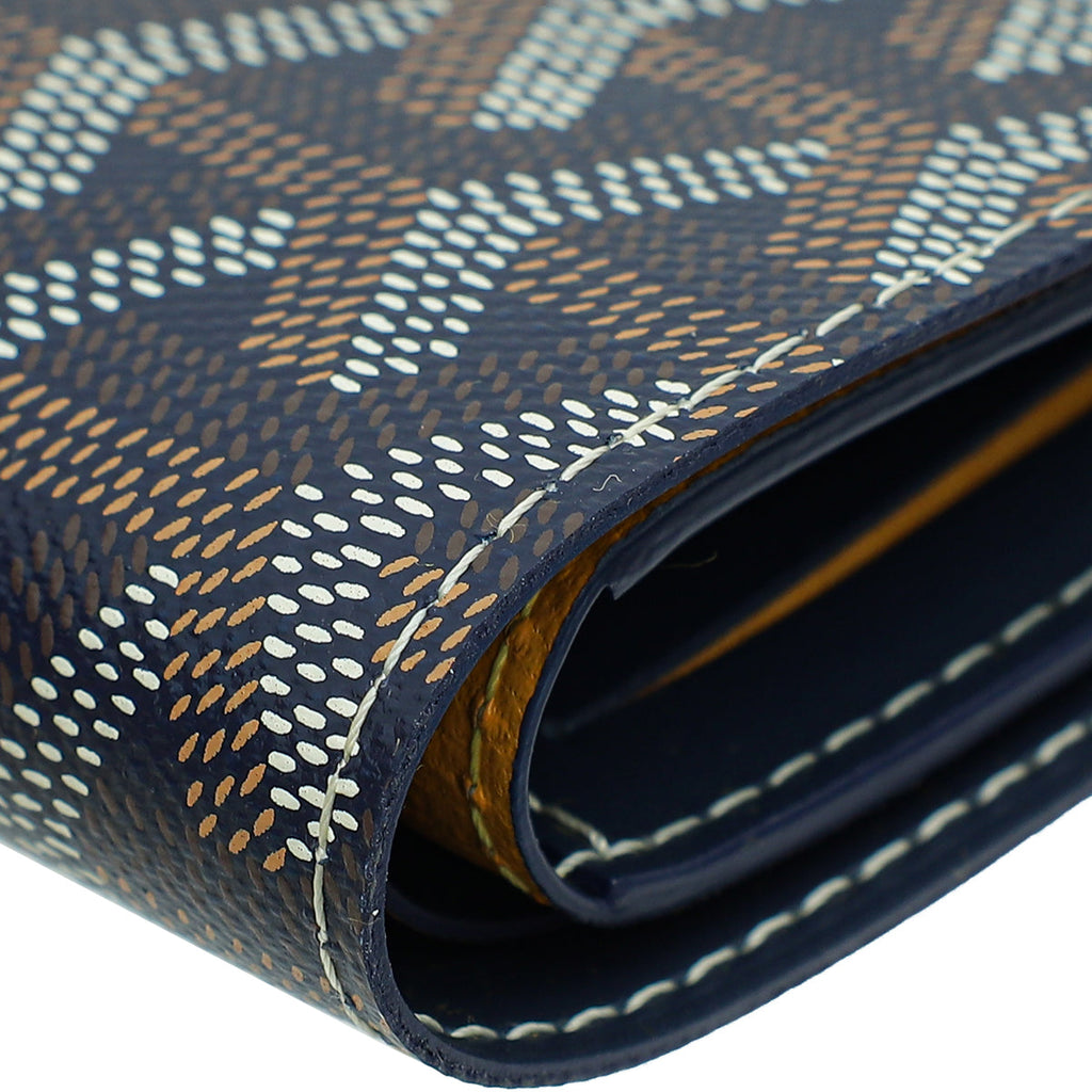Goyard Navy Blue Goyardine Victoire Wallet