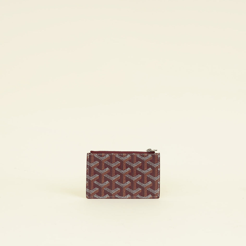 Goyard Burgundy Goyardine Bourbon Zipped Card Holder
