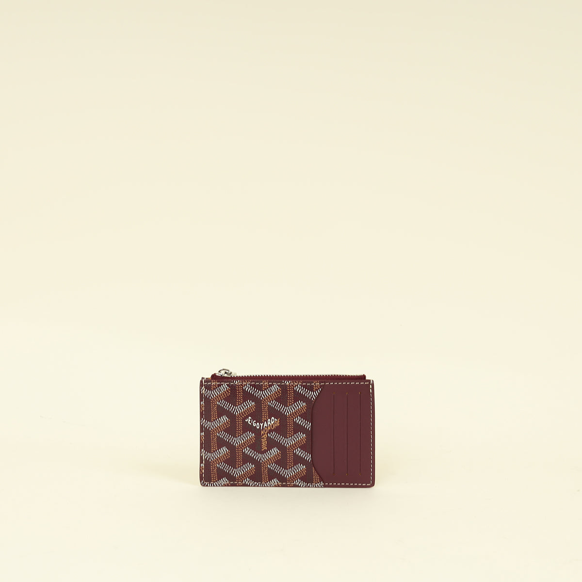Goyard Burgundy Goyardine Bourbon Zipped Card Holder