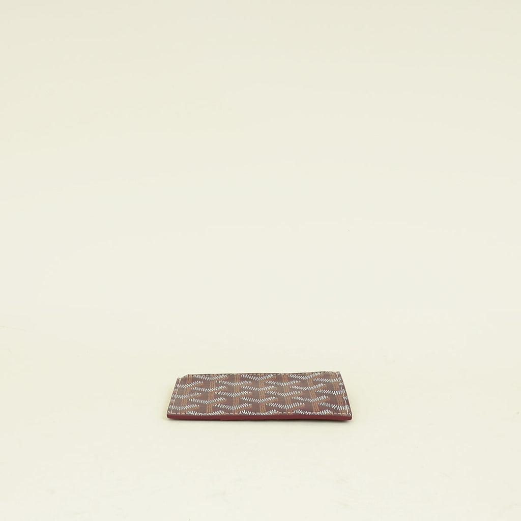 Goyard Burgundy Goyardine Bourbon Zipped Card Holder