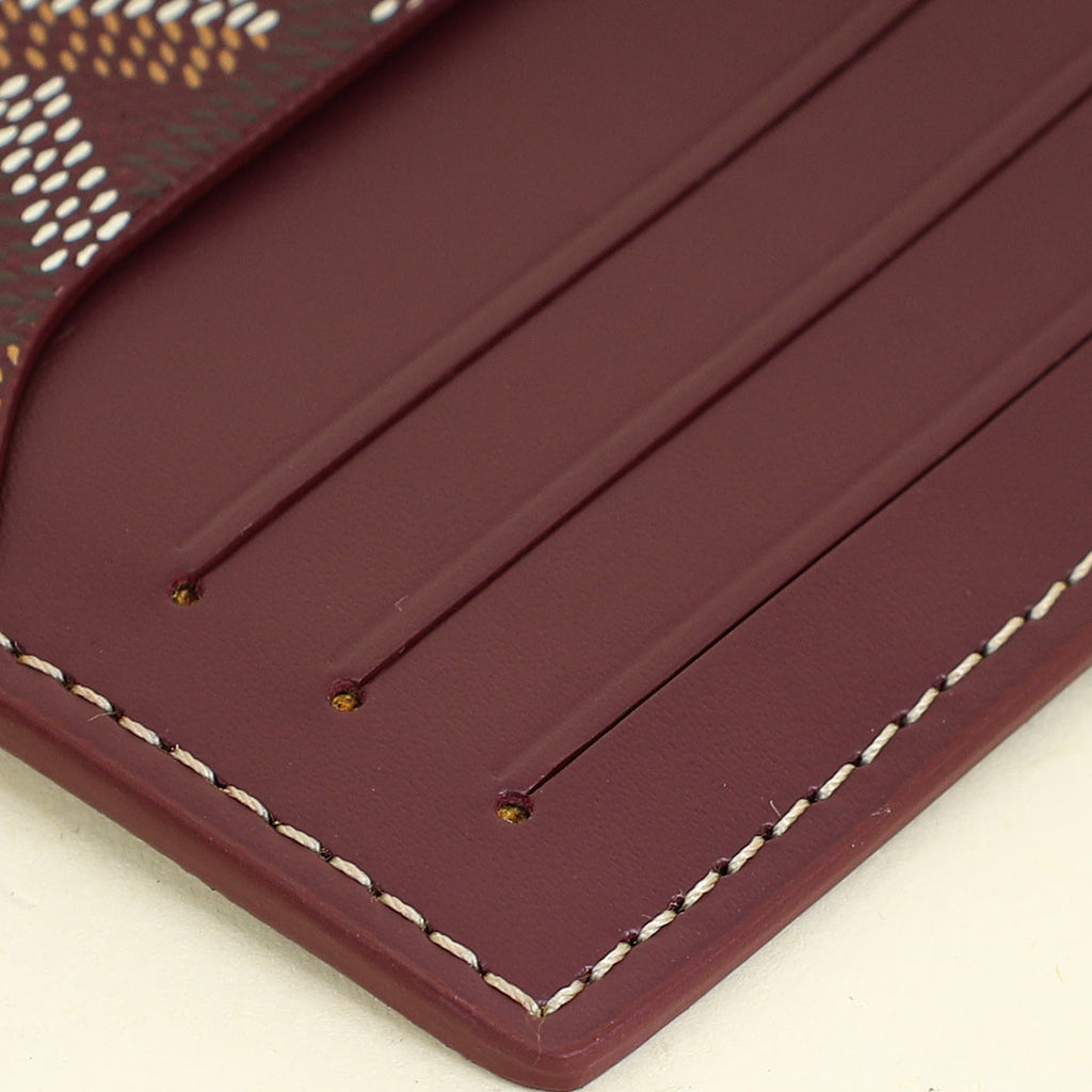 Goyard Burgundy Goyardine Bourbon Zipped Card Holder