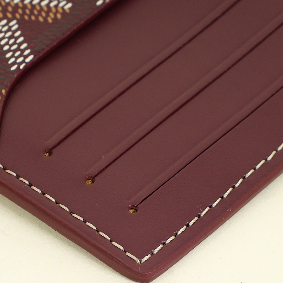 Goyard Burgundy Goyardine Bourbon Zipped Card Holder
