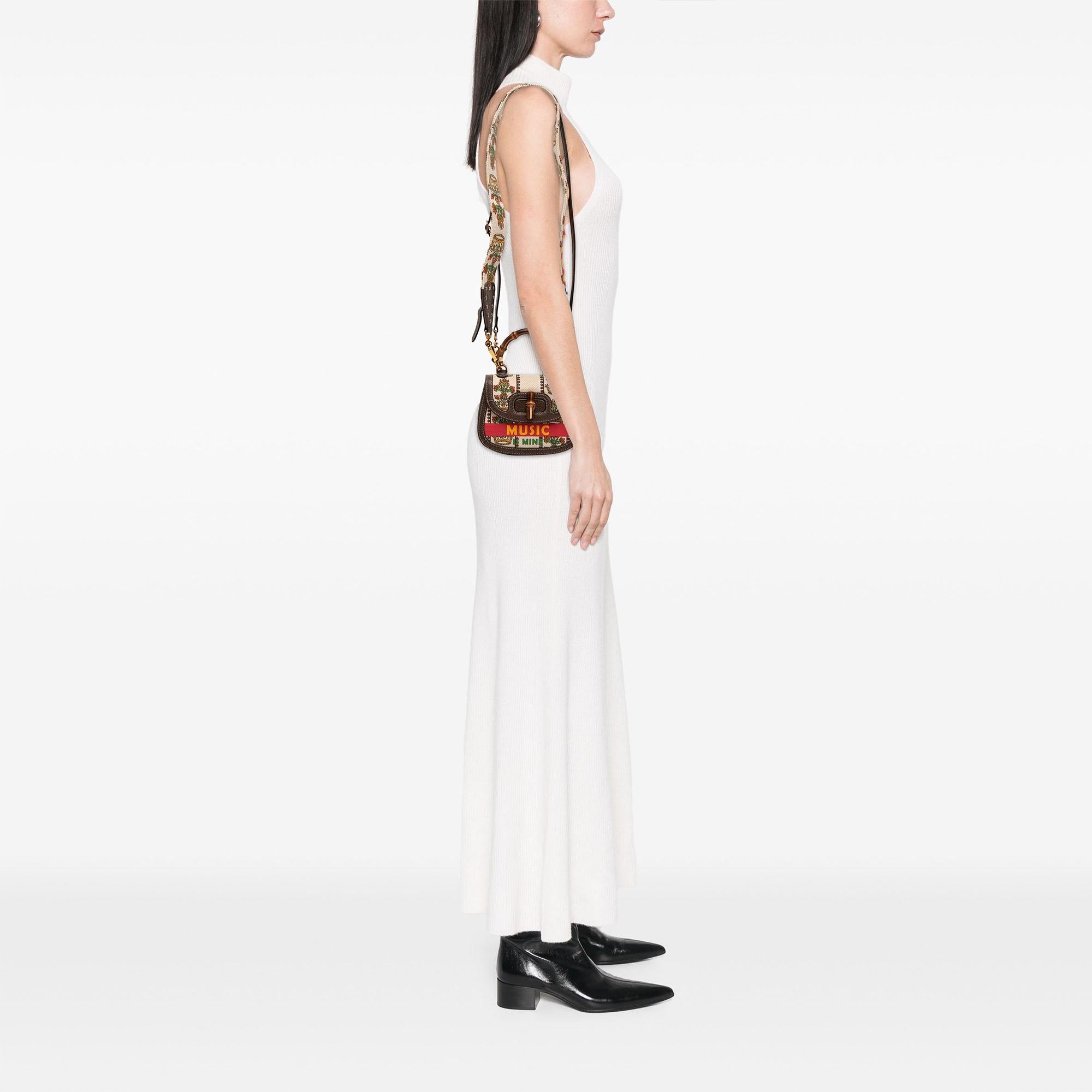 Gucci 100th Anniversary Mini Canvas 1947 Bamboo Top Handle Bag