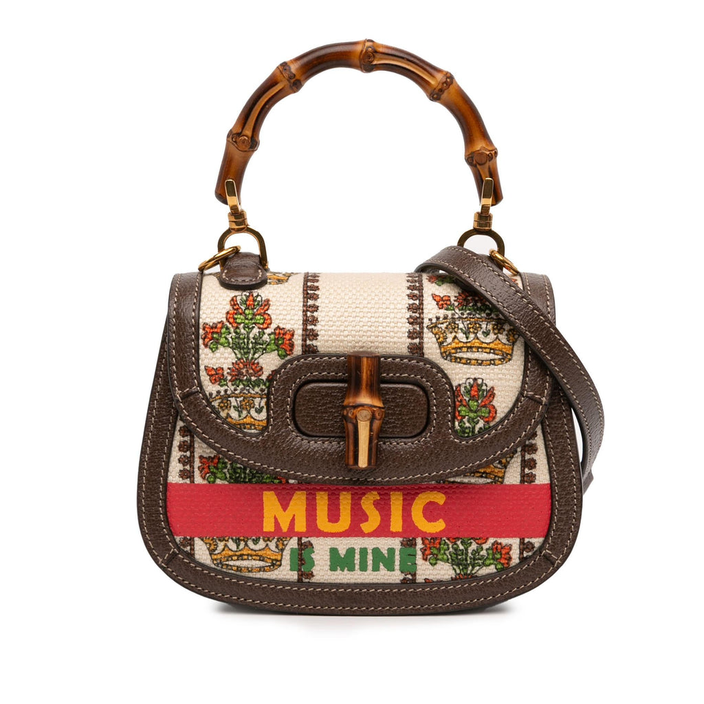 Gucci 100th Anniversary Mini Canvas 1947 Bamboo Top Handle Bag