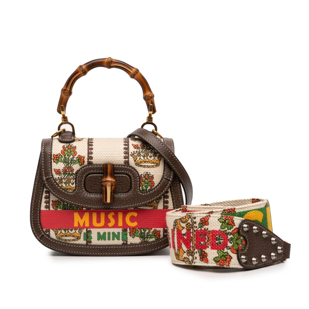 Gucci 100th Anniversary Mini Canvas 1947 Bamboo Top Handle Bag