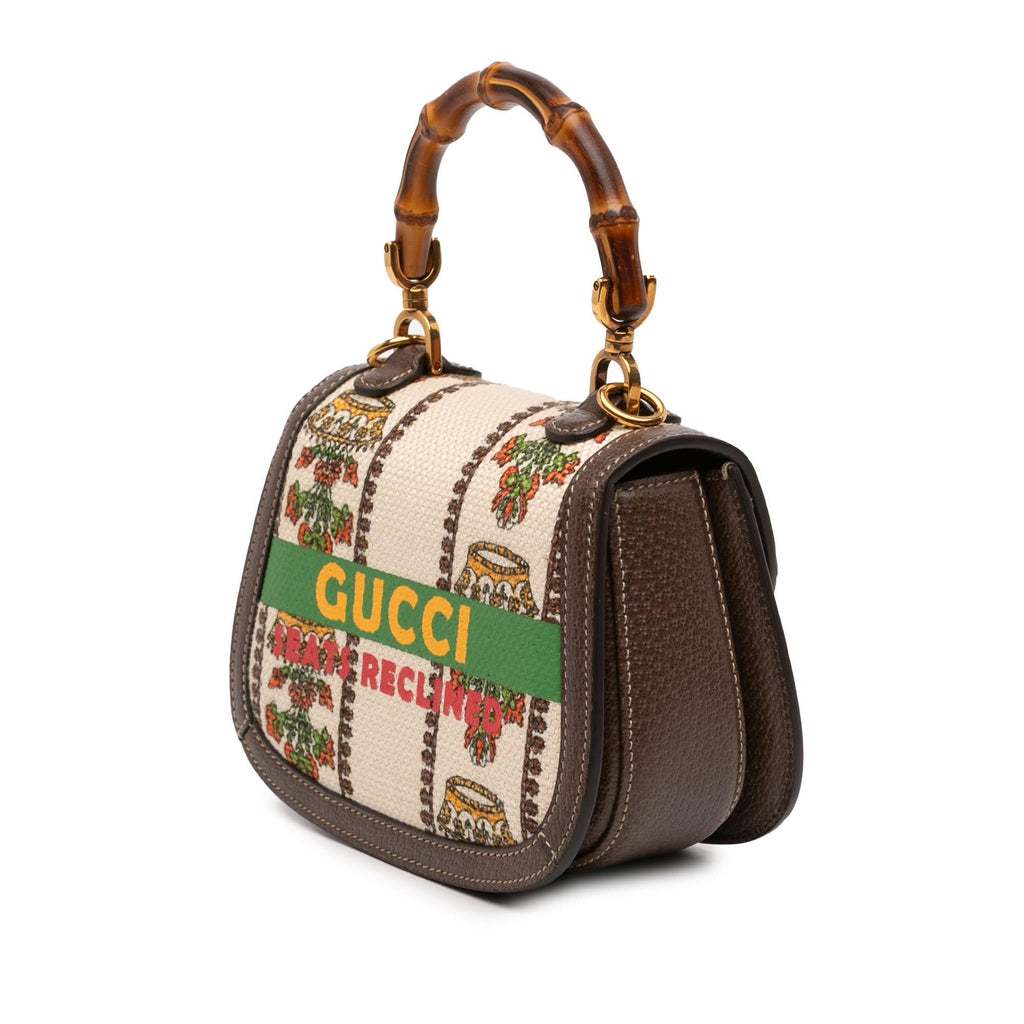 Gucci 100th Anniversary Mini Canvas 1947 Bamboo Top Handle Bag