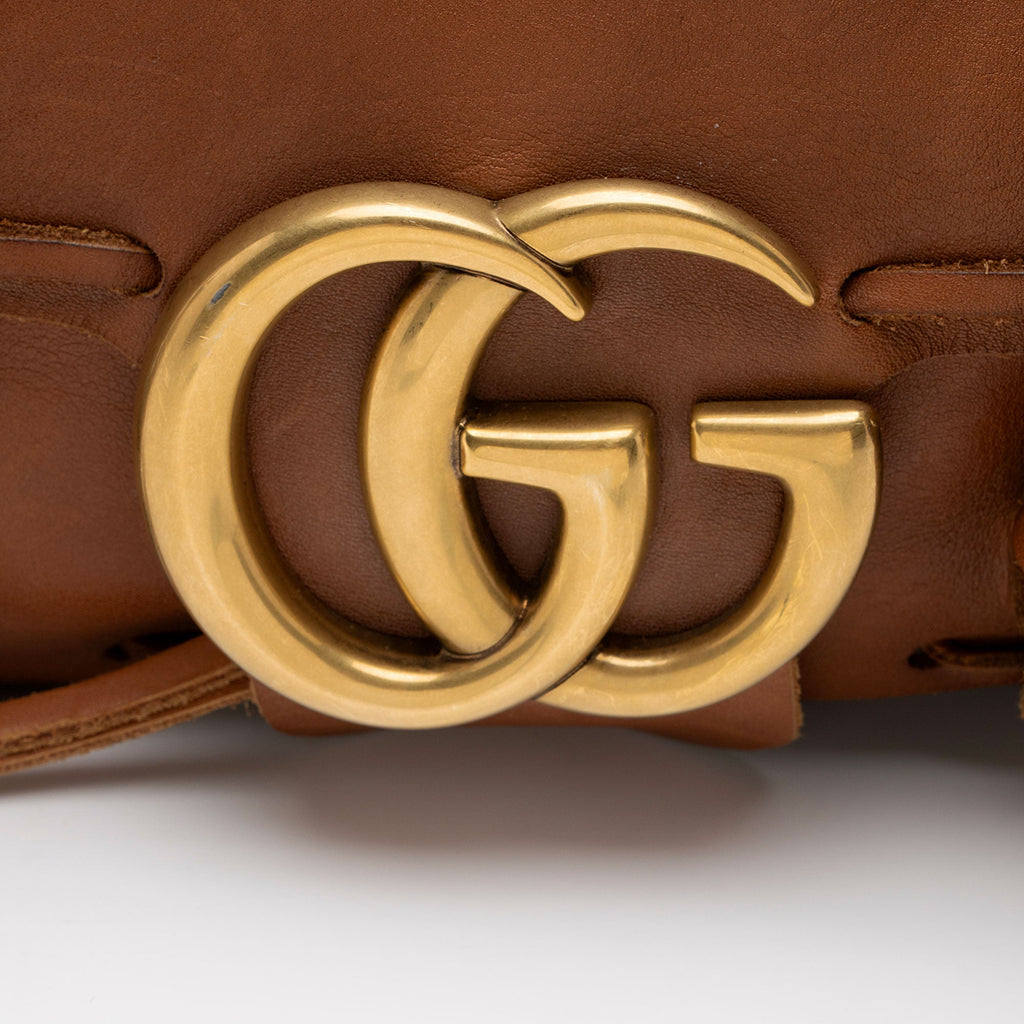 Gucci Aged Leather GG Marmont Messenger Bag (SHF-Z3pkBz)