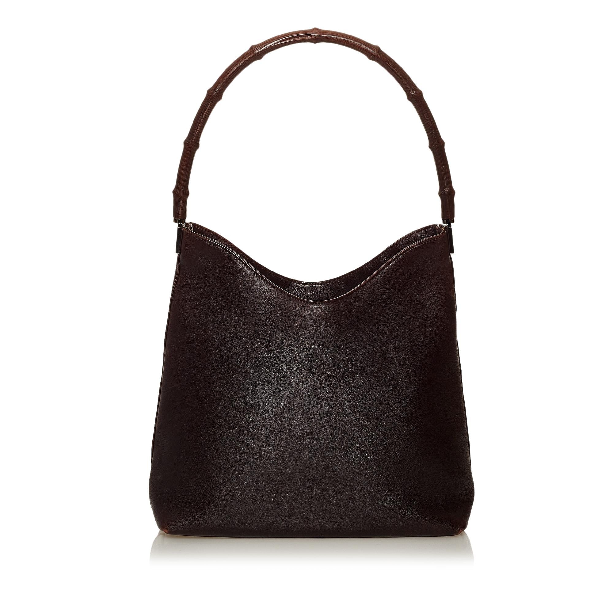 Gucci Bamboo Leather Shoulder Bag (SHG-28393)