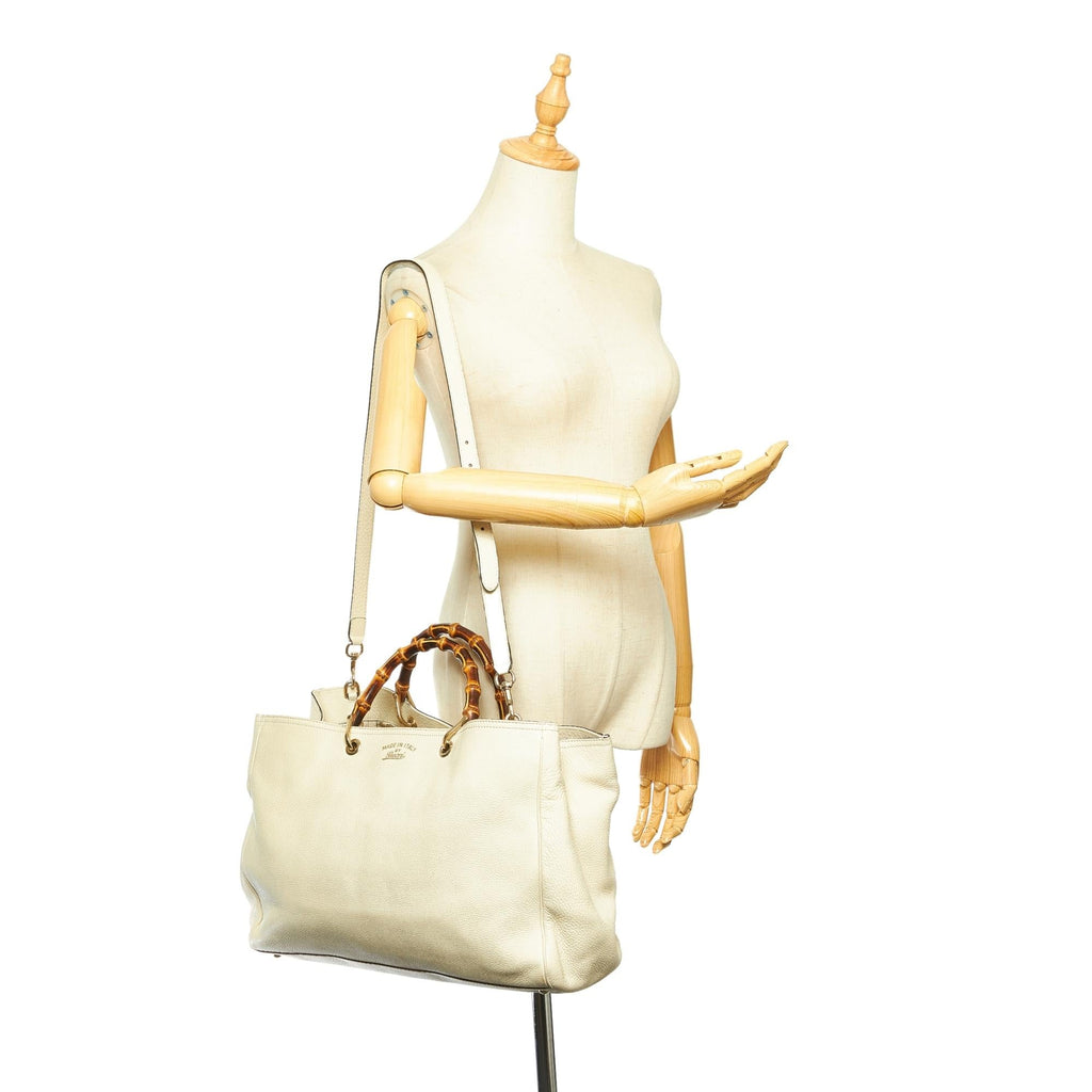 Gucci Bamboo Shopper Leather Satchel (SHG-32152)