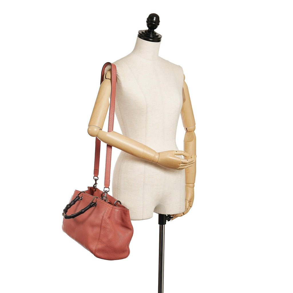 Gucci Bamboo Shopper Leather Satchel (SHG-34222)