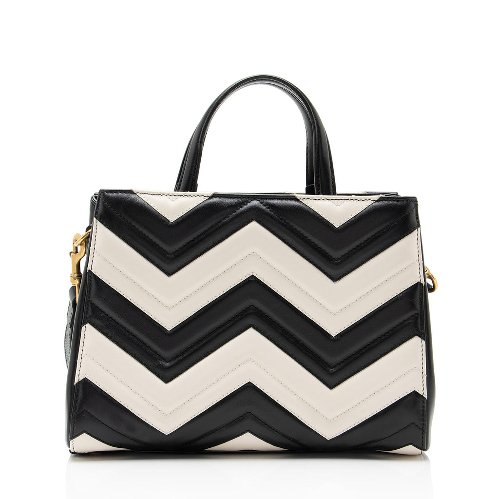 Gucci Bicolor Matelasse Leather GG Marmont Top Handle Small Satchel