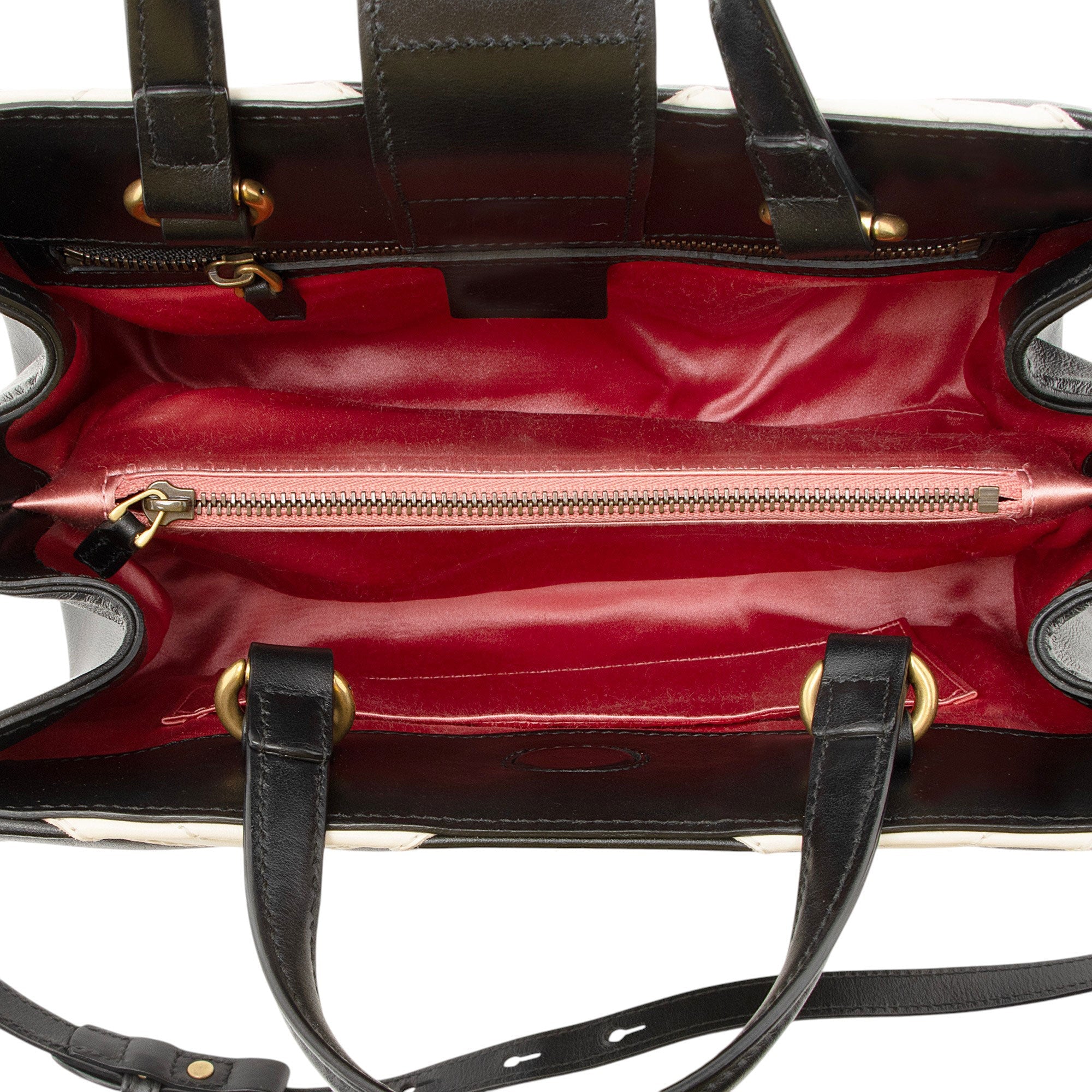 Gucci Bicolor Matelasse Leather GG Marmont Top Handle Small Satchel