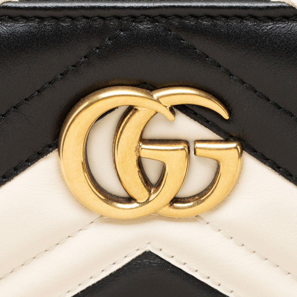 Gucci Bicolor Matelasse Leather GG Marmont Top Handle Small Satchel