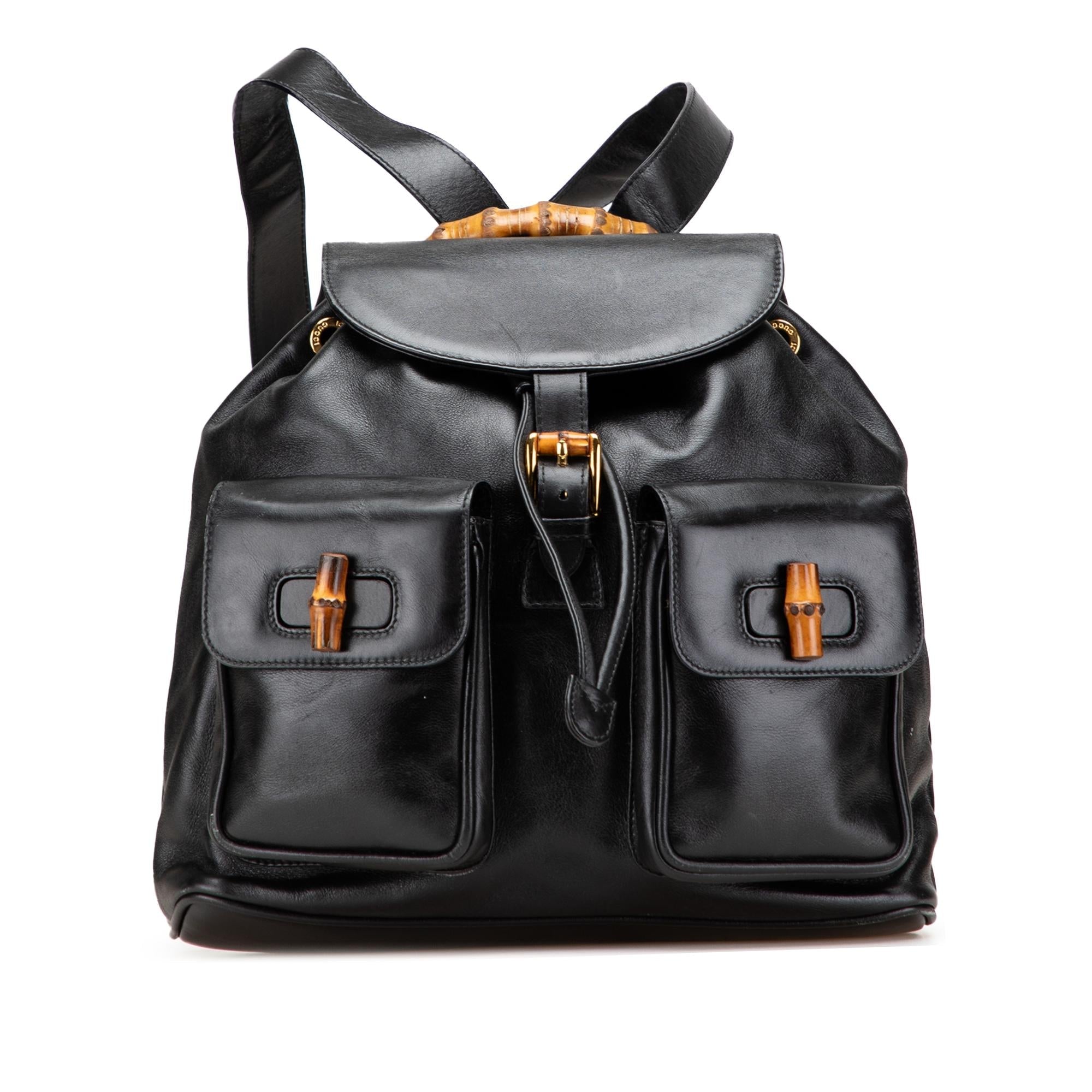 Gucci Calfskin Bamboo Drawstring Backpack