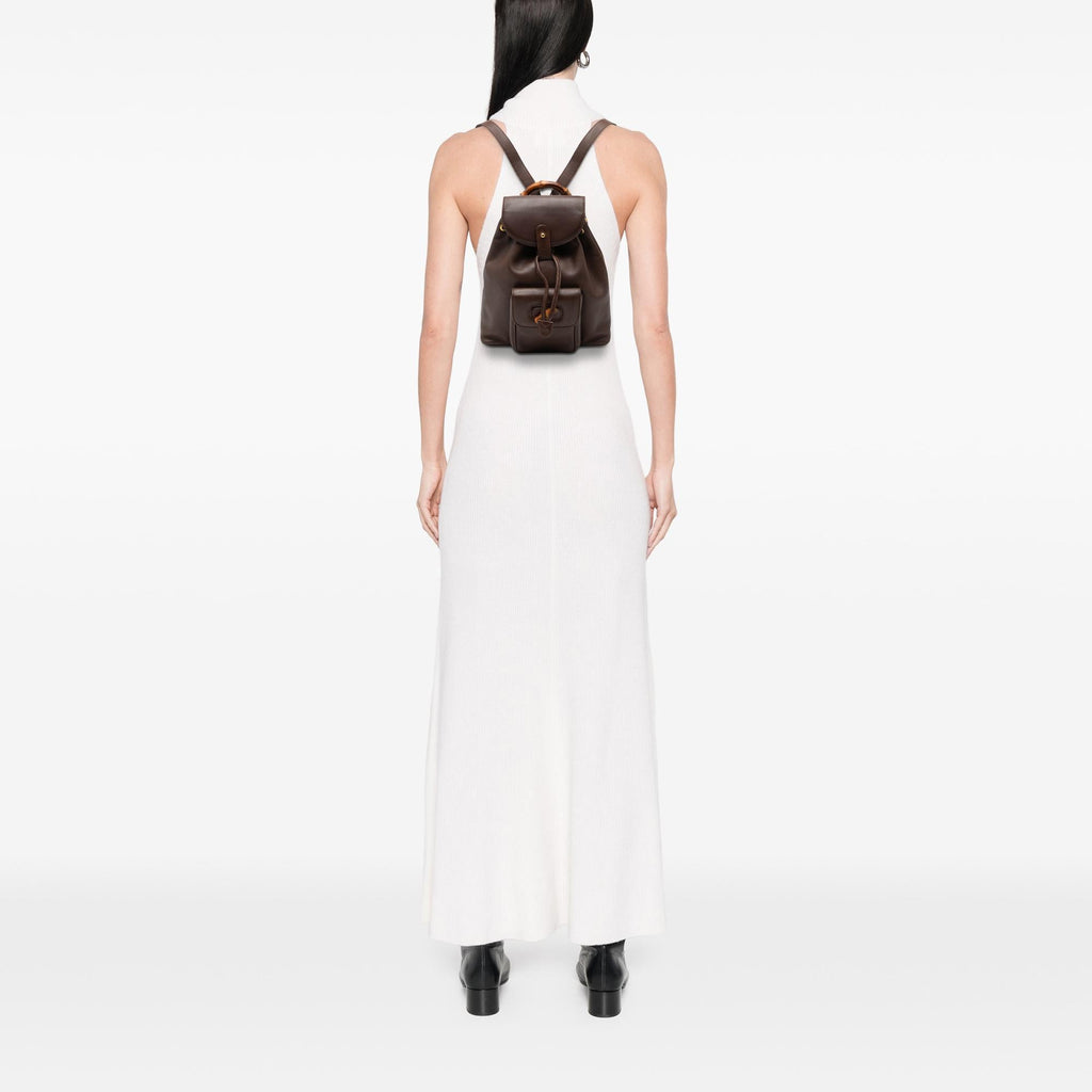Gucci Calfskin Bamboo Drawstring Backpack