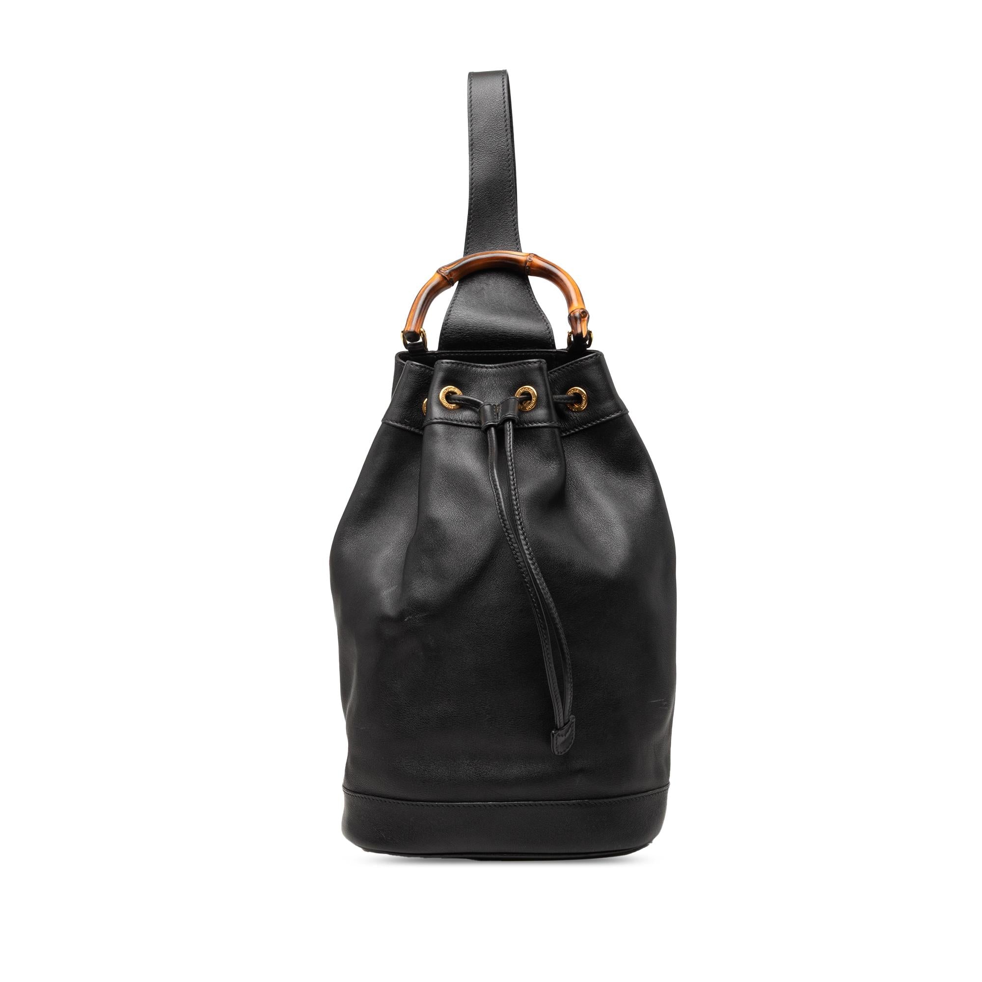 Gucci Calfskin Bamboo Drawstring Sling Backpack