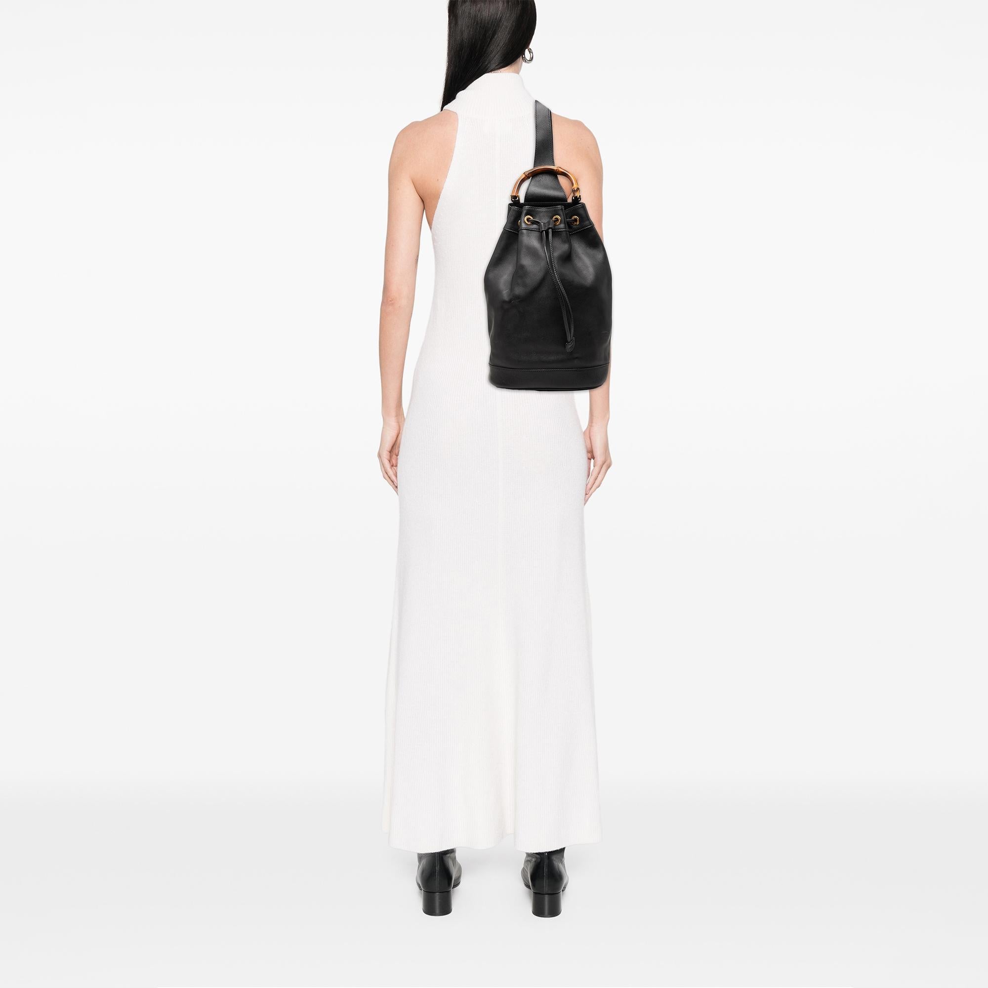 Gucci Calfskin Bamboo Drawstring Sling Backpack