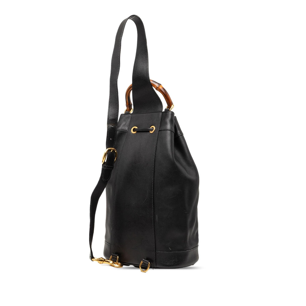 Gucci Calfskin Bamboo Drawstring Sling Backpack