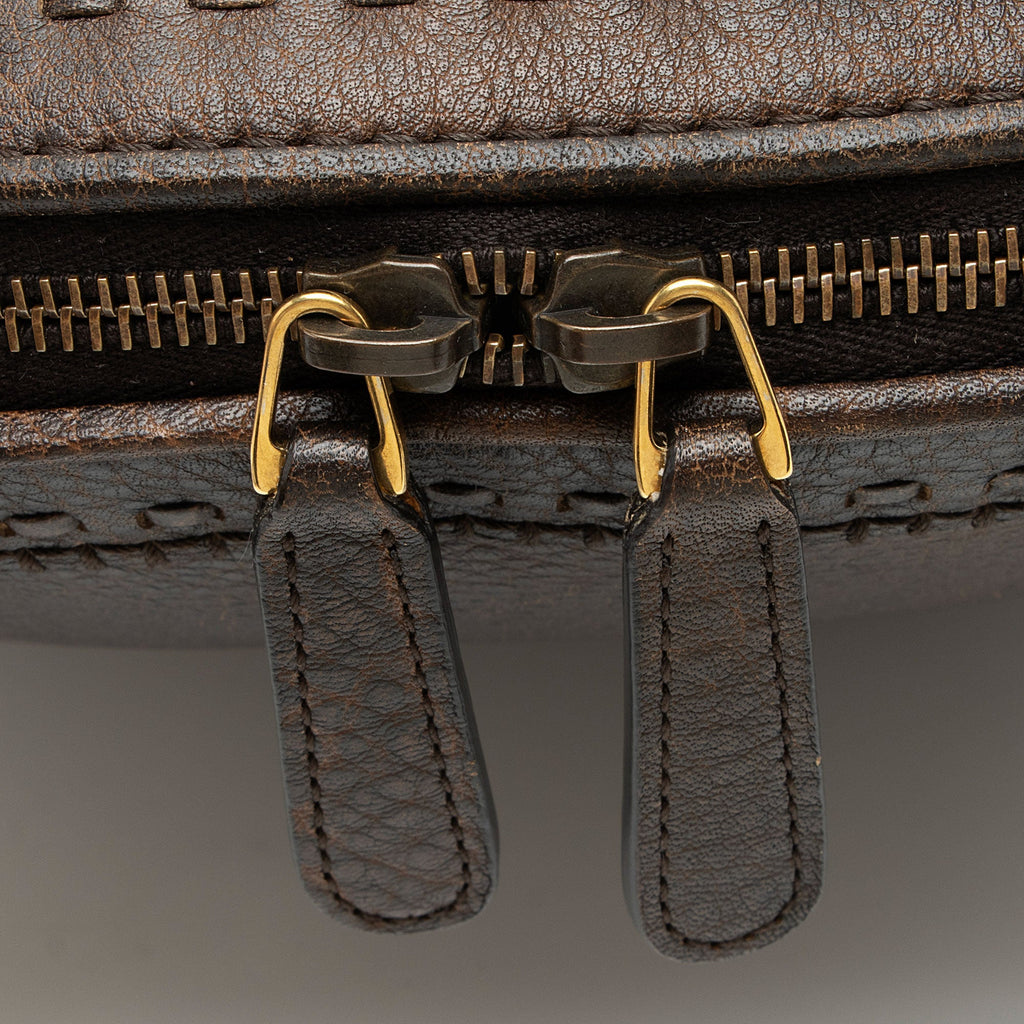 Gucci Calfskin Bamboo Laidback Crafty Dome Satchel