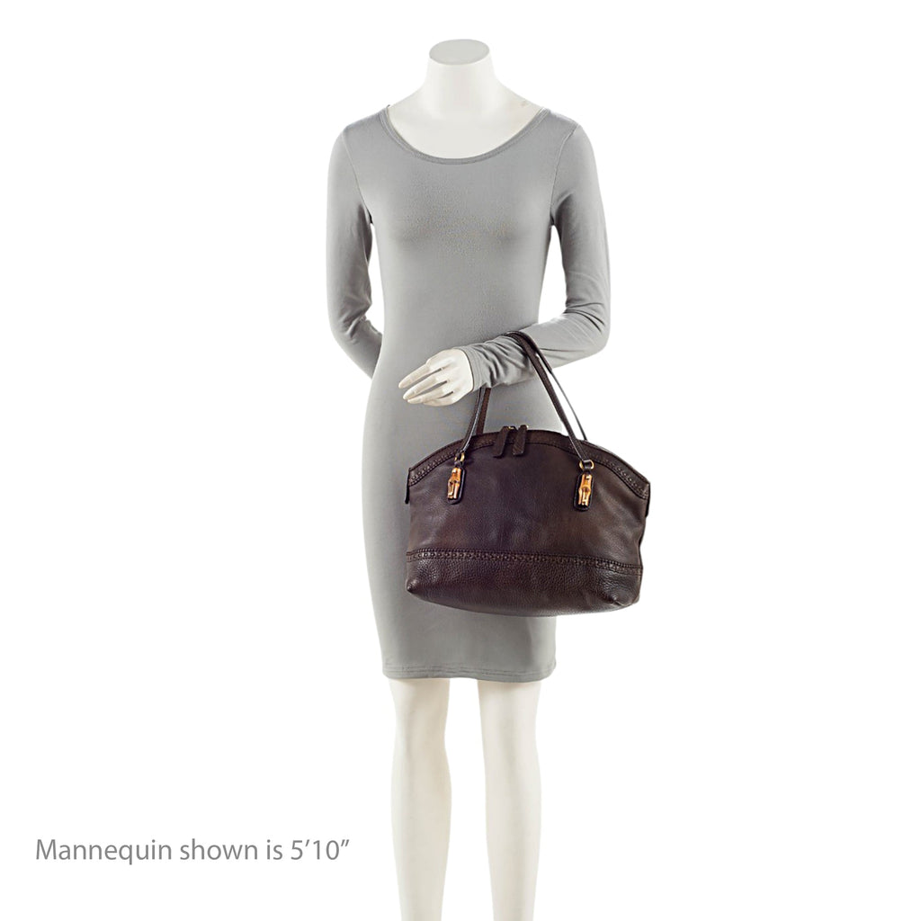 Gucci Calfskin Bamboo Laidback Crafty Dome Satchel