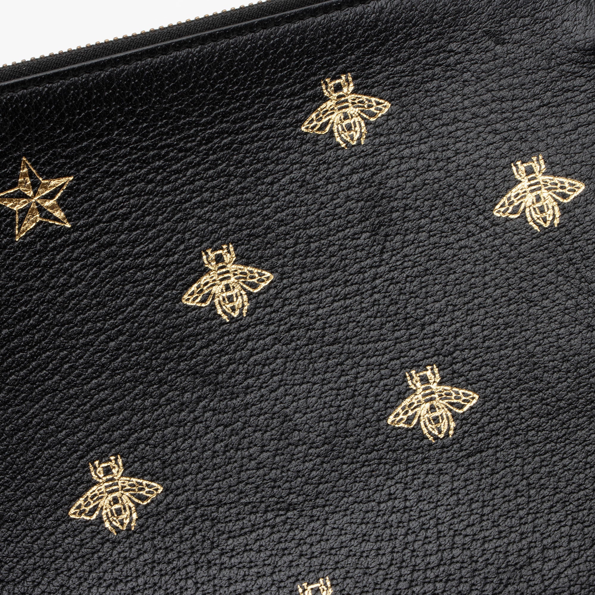 Gucci Calfskin Bee Star Wristlet (SHF-8glDSR)