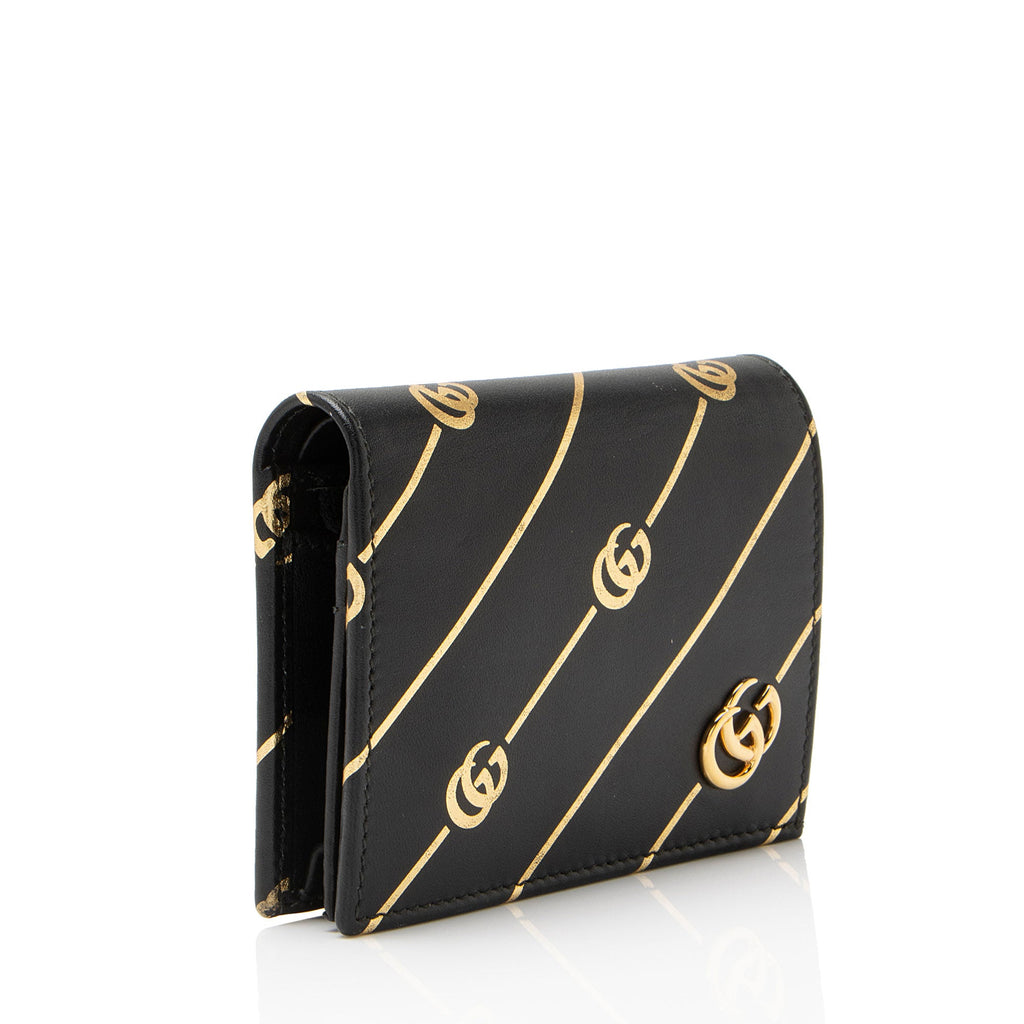 Gucci Calfskin Diagonal GG Card Case