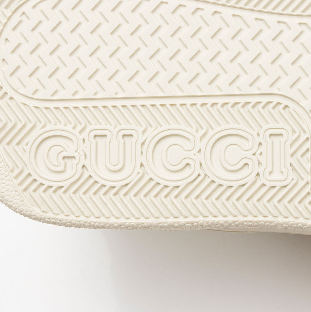 Gucci Calfskin Embroidered Canvas GG Tennis Sneakers - Size 6.5 / 36.5